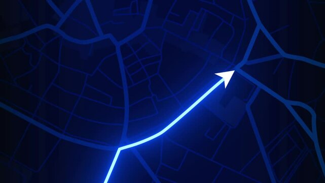 Blue 4K Aventure GPS map animation with glow route line