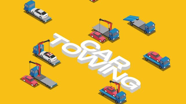 Isometric Car Towing Service Collection 3d animation cartoon