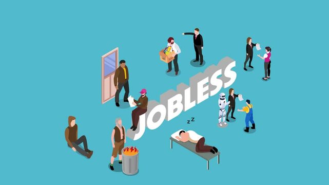 Job Loss and Unemployment 3d animation cartoon