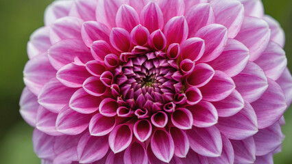 Dahlia's Pink Elegance: A captivating close-up showcases a vibrant pink dahlia, its petals meticulously arranged in perfect symmetry, radiating beauty and grace. 