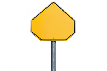 Blank yellow octagonal road sign on pole
