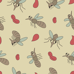 Mosquito Animal Blood Pattern Vector Illustration Seamless for Background Wallpaper Packaging Cover