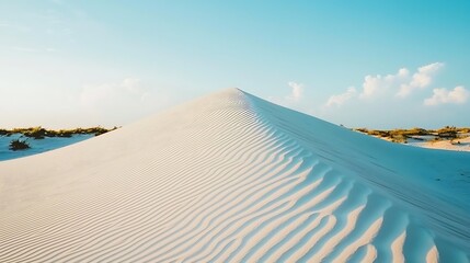 Fine textured dune under morning sunlight, forming clear ridges and lines with directional shadows