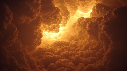 A wide open sky filled with fluffy cumulus clouds, illuminated by warm summer sunlight, creating a dreamy and expansive atmosphere.