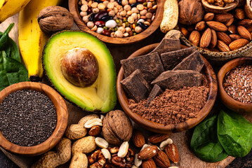 Products containing natural magnesium Mg