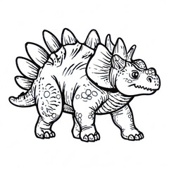 Fototapeta premium Stegosaurus Dinosaur Cartoon Illustration for Children's Coloring Page - Fun and Educational Vector Art for Kids' Imagination and Creative Art Projects