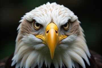 Obraz premium A close-up image of a bald eagle's face, with piercing eyes and feathers