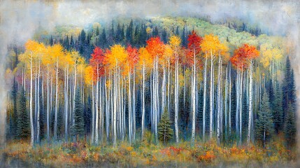 Soft autumn forest tones with blurred leaf shapes and rich orange, red, and golden hues, creating a tranquil and harmonious natural backdrop