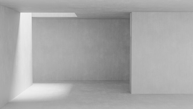 3D white minimalist architectural environment with light effects