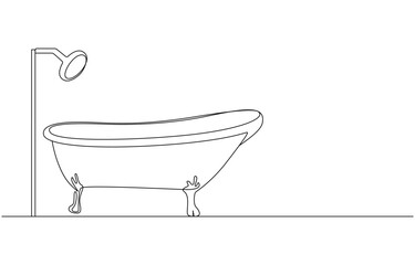 Standing Bathtub Continuous single line drawing