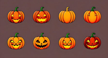 set Halloween pumpkin cartoon 