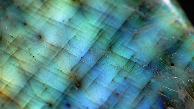 Labradorite Stone Macro Close Up Revealing Iridescent Sheen and Texture