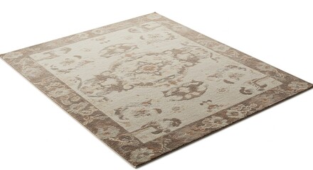 Cream-colored rug with brown floral design