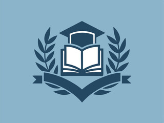 Education and learning concept illustration featuring an open book and graduation cap design.