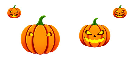 set Halloween pumpkin cartoon 
