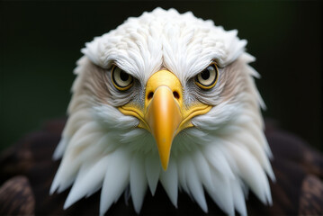 Obraz premium Portrait of a majestic bald eagle's face with feathers and eyes