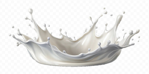 realistic 3d smooth milk splashes in the wave style  isolated on transparent background	
