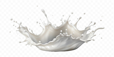 realistic 3d smooth milk splashes in the wave style  isolated on transparent background	
