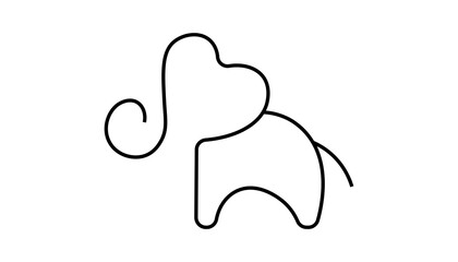 A minimalist elephant line art On white background