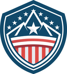 American Patriotism Mountain Badge with Stars and Stripes