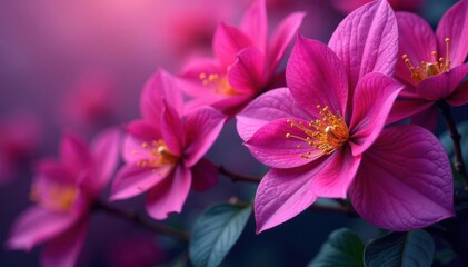 Fototapeta premium Intricate fuchsia flowers on a vibrant background , vibrant, background