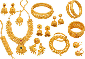 Luxurious Gold Jewelry Set: Exquisite Necklace, Bangles, Earrings