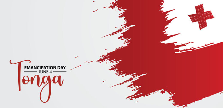 Tonga emancipation day 4 June brush stroke flag vector poster