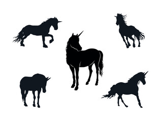 Unicorn silhouette on white background