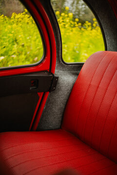 Interior view inside a vintage Citroen car