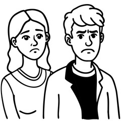 Obraz premium Frustrated couple looking serious with upset expressions in black and white 
