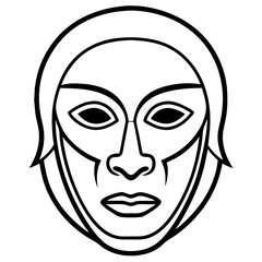 Abstract mask depicting hidden emotions in minimalist line art  