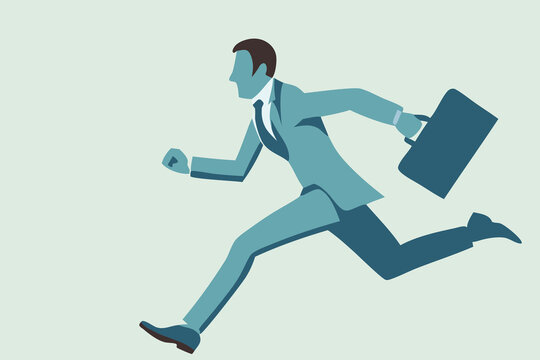 Businessman in suit running with speed and determination. Drive, ambition concept.