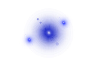 Glowing blue particles with luminous flare on transparent dark background, minimal cluster of shining energy orbs for fantasy or sci-fi design elements and cosmic abstract scenes