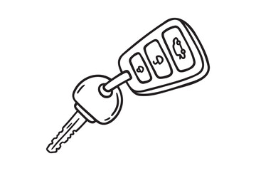 car key icon doodle hand drawn. Outline line drawing clipart symbol