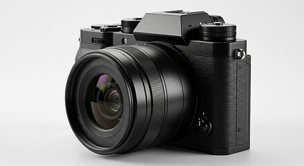 Fototapeta premium Sleek Black Digital Camera with Large Lens for Photography