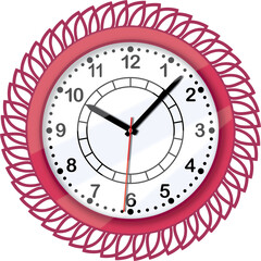 Circular Wall Clock with pink/Magenta color frame
