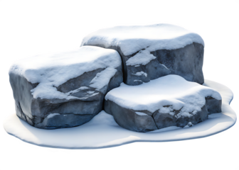 Snowy Rocks isolated on white background PNG