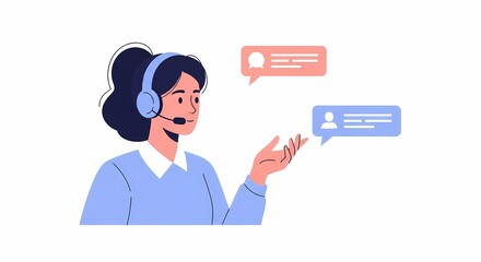 Customer Service Representative Assisting with Chat Support, Online Help