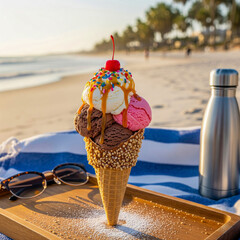 Ice Cream Cone on Beach The Perfect Summer Treat