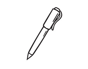 pen icon doodle hand drawn. Outline drawing pen line clipart symbol