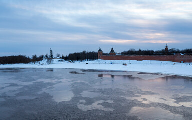 View of Volkhov river and Novgorod Kremlin