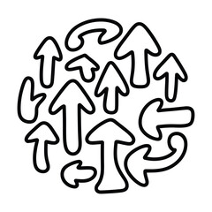 Hand drawn arrows. Set simple arrows isolated on white background. Arrow mark icons.