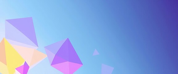 Pastel geometric shapes on gradient background, ideal for tech startup visuals, webpage, branding