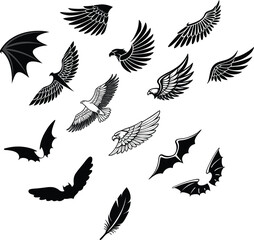Obraz premium Wings icon set