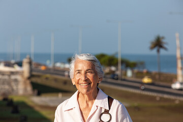 Active senior concept. Senior travel concept. Senior lifestyle. Senior woman tourist in Cartagena de Indias.