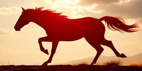Silhouette of a galloping mustang horse, cycling through key running poses  Looping animation ready ,  silhouette,  poses