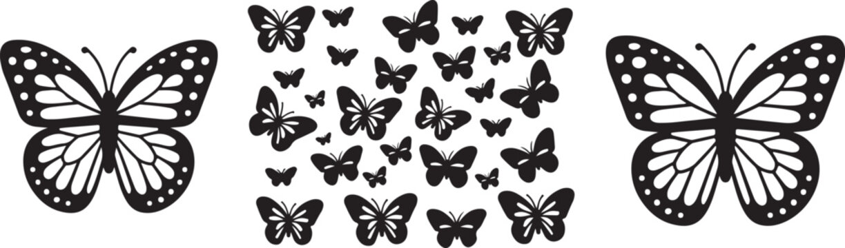 Butterfly Silhouettes Vector Set: Nature, Insect, Decorative and More