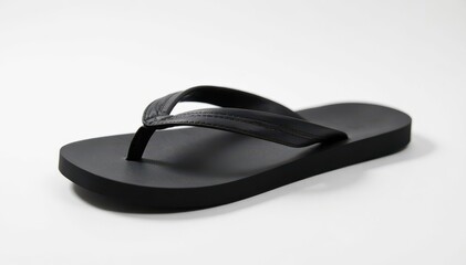 Single black flip-flop on white background, clean studio shot, rubber, summer, sole