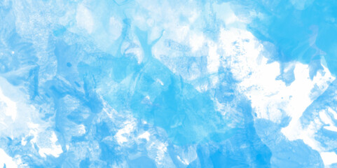 Abstract blue watercolor gradient paint grunge texture background. Stylist beautiful white clouds in natural bright .Abstract watercolor blue sky overlay effect, creating a calming abstract background