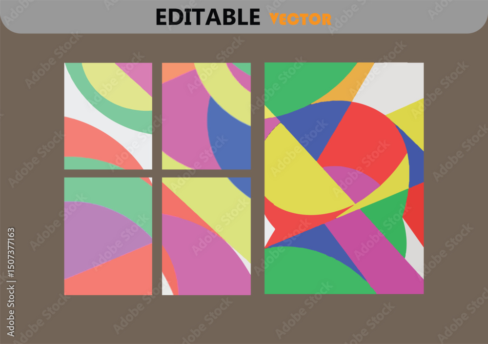 Poster abstract colorful geometric pattern with overlapping circles and segments divided into sections crea